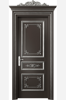Дверь межкомнатная 6503 БАНСА. Цвет Бук антрацит серебряный антик. Материал Массив бука эмаль с патиной серебро античное. Коллекция Imperial. Картинка.