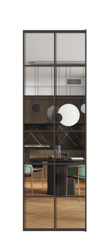 Алюминиевая дверь АЛПЛ040.05 Алюминий антрацит Прозрачное стекло "Crystal Vision", калёное Цена 157470  | Volhovec