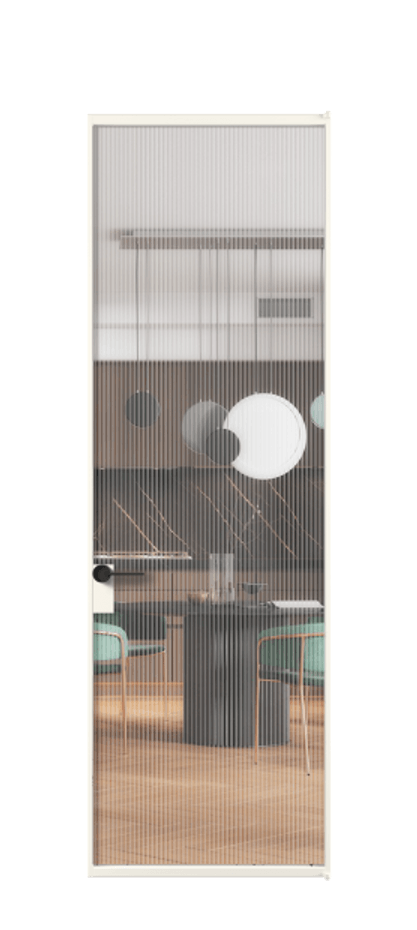 Алюминиевая дверь АЛПЛ040.01 Алюминий пудровый белый Рифлёное стекло "Moru", триплекс Цена 145770  | Volhovec