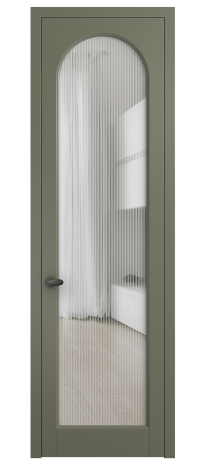 Межкомнатная дверь Palazzo 6804 Матовый оливковый тёмный Рифлёное стекло "Moru", триплекс, 8 мм Цена 99169 ₽ | Volhovec