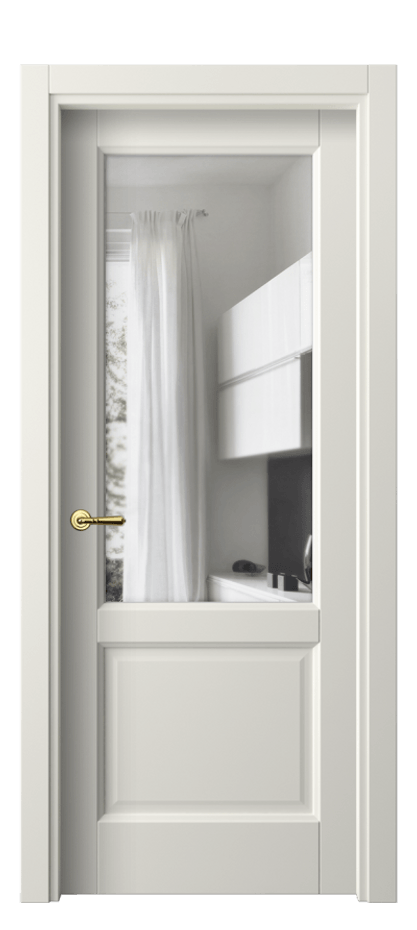 Межкомнатная дверь Galant 1422 Матовый жемчужный Прозрачное стекло Цена 52399 ₽ | Volhovec