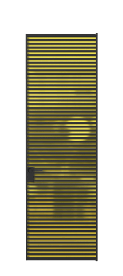 Алюминиевая дверь АЛПЛ040.07 Алюминий Черный Сатинированное жёлтое стекло, триплекс Цена 186370  | Volhovec