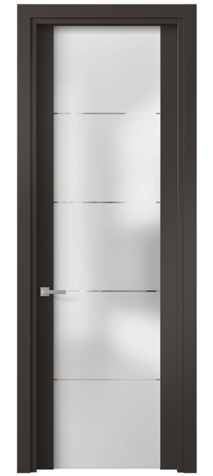 Межкомнатная дверь Planum 4114 Матовый антрацит Сатинированное стекло с гравировкой «КВАДРО», триплекс Цена 60299 ₽ | Volhovec