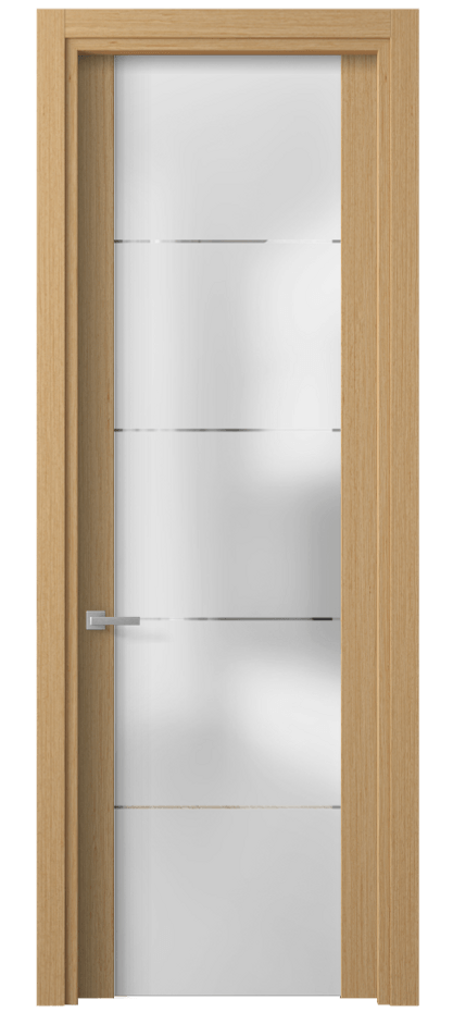 Межкомнатная дверь Планум 4114 Дуб песочный рифт матовый Сатинированное стекло с гравировкой «КВАДРО», триплекс Цена 76699 ₽ | Volhovec