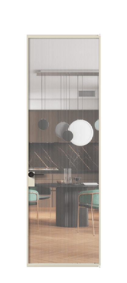 Алюминиевая дверь АЛПЛ040.01 Алюминий бежево-серый Рифлёное стекло "Moru", триплекс Цена 145770  | Volhovec