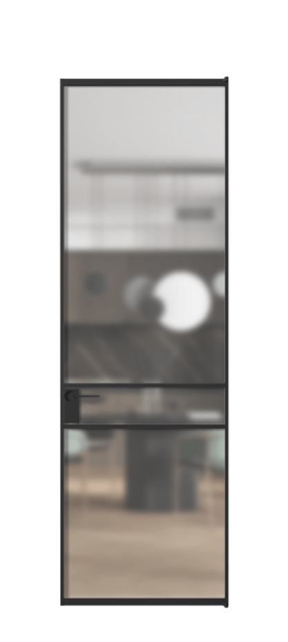 Алюминиевая дверь АЛПЛ040.02 Алюминий Черный Сатинированное стекло "Matelux Crystal Vision", калёное, 6 мм, матовое, каленое 6 мм Цена 202220  | Volhovec