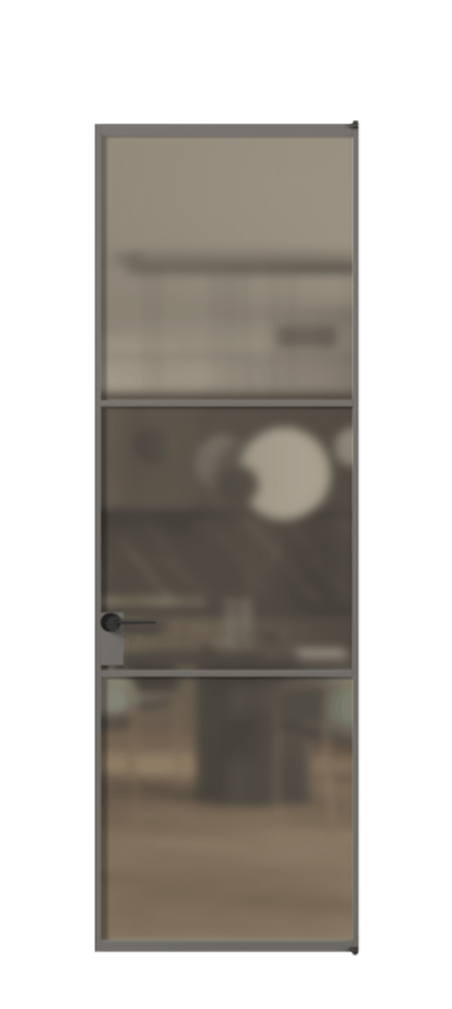 Алюминиевая дверь АЛПЛ040.03 Алюминий классический серый Сатинированное бронзовое стекло, триплекс Цена 143770  | Volhovec