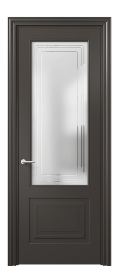 Межкомнатная дверь Маскот 8452 Матовый антрацит Сатинированное стекло с гравировкой "Грани", триплекс Цена 82499 ₽ | Volhovec