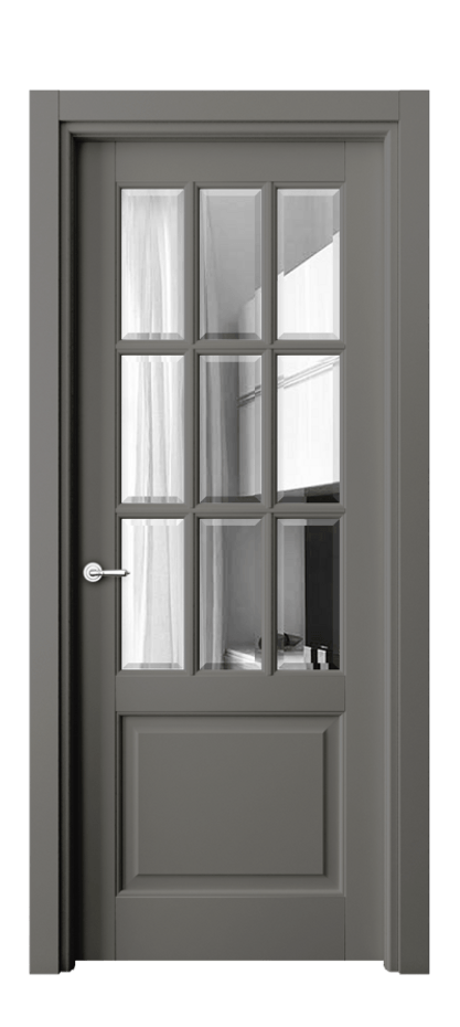 Межкомнатная дверь Тоскана Грильято 6312 Матовый классический серый Двустороннее зеркало с фацетом, триплекс Цена 118899 ₽ | Volhovec