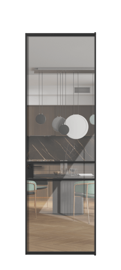 Алюминиевая дверь АЛПЛ040.02 Алюминий Черный Рефлективное прозрачное стекло "Stopsol", калёное Цена 146970  | Volhovec