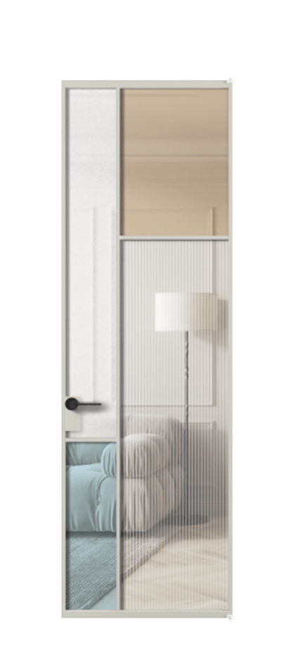 Межкомнатная дверь Mosaic АЛПЛ041.11 Алюминий тёплый серый Комбинация стекол Группы 1 и Группы 3 Цена 171870 ₽ | Volhovec