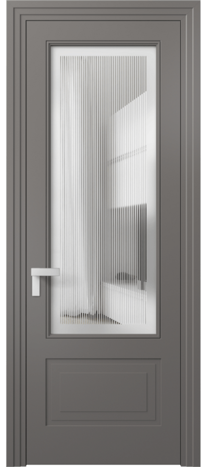 Межкомнатная дверь Rocca 8342 Матовый классический серый Сатинированное с гравировкой "Каннелюры", триплекс, 7 мм Цена 86899 ₽ | Volhovec