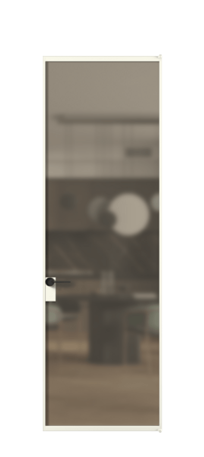 Алюминиевая дверь АЛПЛ040.01 Алюминий жемчужный Сатинированное бронзовое стекло, триплекс Цена 137770  | Volhovec