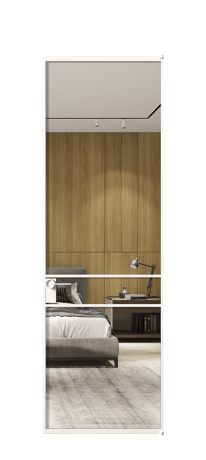 Алюминиевая дверь АЛПЛ040.02 Алюминий Белый Двустороннее зеркало, триплекс , триплекс 6 мм Цена 138970  | Volhovec