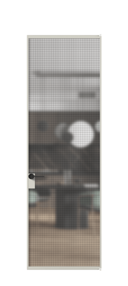 Алюминиевая дверь АЛПЛ040.01 Алюминий тёплый серый Декоративное стекло с сеткой "Mesh silver", триплекс Цена 125570  | Volhovec