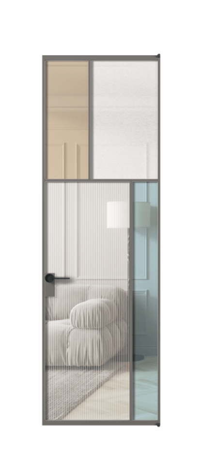 Межкомнатная дверь Mosaic АЛПЛ041.23 Алюминий классический серый Комбинация стекол Группы 1 и Группы 3 Цена 171870 ₽ | Volhovec