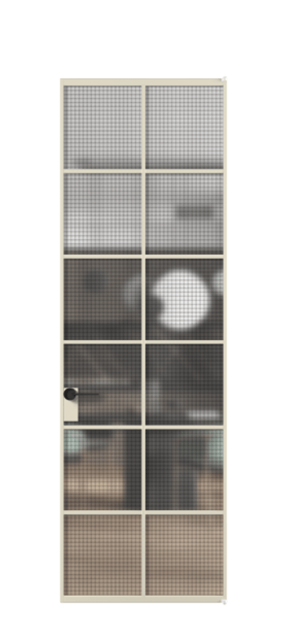 Алюминиевая дверь АЛПЛ040.05 Алюминий бежево-серый Декоративное стекло с сеткой "Mesh silver", триплекс Цена 134930  | Volhovec