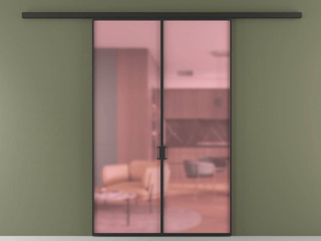 Перегородка Formato вдоль стены 2 створки АЛПР 040.01 Алюминий Черный Сатинированное розовое стекло, триплекс Цена 186780 ₽ | Volhovec