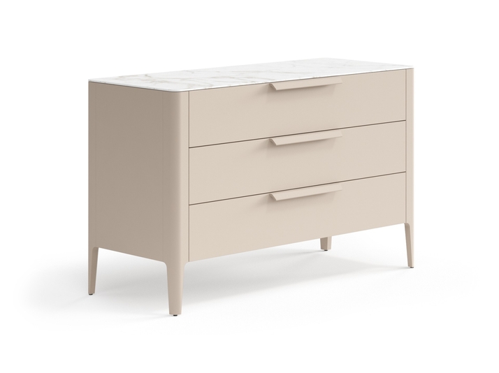 Мебель Комод Piega 3 ящика. Цвет Матовый бисквитный. Материал Гладкая эмаль. Коллекция Комод Piega 3 ящика. Картинка.