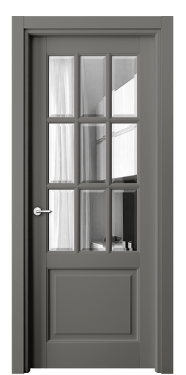 Дверь межкомнатная 6312 МКЛС Зеркало с фацетом. Цвет Матовый классический серый. Материал Гладкая эмаль. Коллекция Тоскана Грильято. Картинка.