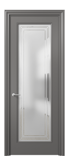 Дверь межкомнатная 8400 МКЛС Сатин с гравировкой Mascot. Цвет Матовый классический серый. Материал Гладкая эмаль. Коллекция Mascot. Картинка.