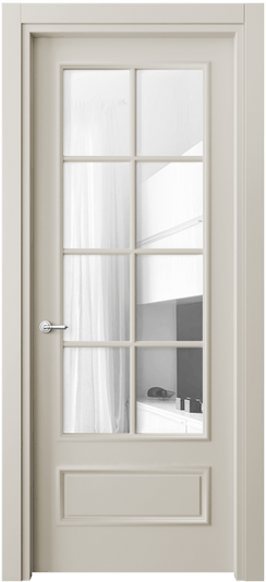 Дверь межкомнатная 8112 МОС Прозрачное стекло. Цвет Матовый облачно-серый. Материал Гладкая эмаль. Коллекция Paris. Картинка.