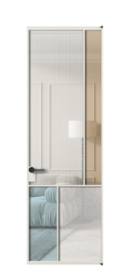 Дверь межкомнатная АЛПЛ041.21 АСР 4 стекла. Цвет Алюминий серый. Материал Алюминий в эмали. Коллекция Mosaic. Картинка.