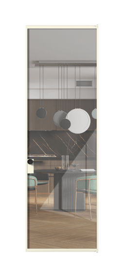 Дверь межкомнатная АЛПЛ040.01 АМБ Алюминий молочно-белый Stopsol Clear прозрачное. Цвет Алюминий молочно-белый. Материал Алюминий в эмали. Коллекция Formato. Картинка.