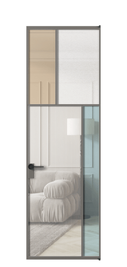 Дверь межкомнатная АЛПЛ041.23 АКЛС 4 стекла. Цвет Алюминий классический серый. Материал Алюминий в эмали. Коллекция Mosaic. Картинка.