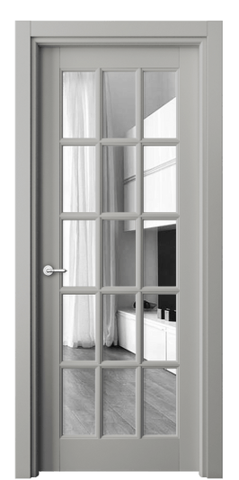 Дверь межкомнатная 6311 БНСР Зеркало. Цвет Бук нейтральный серый. Материал Массив бука эмаль. Коллекция Toscana Grigliato. Картинка.