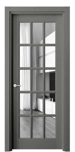 Дверь межкомнатная 6311 МКЛС Зеркало. Цвет Матовый классический серый. Материал Гладкая эмаль. Коллекция Тоскана Грильято. Картинка.