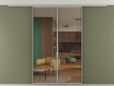 Перегородка Формато вдоль стены на потолок 2 створки