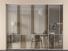 Перегородка Mosaic внутри проёма 4 створки с синхронным механизмом