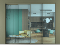 Перегородка Формато внутри проёма 4 створки с синхронным механизмом