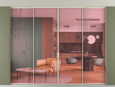 Перегородка Формато внутри проёма скрытое крепление в потолок 4 створки